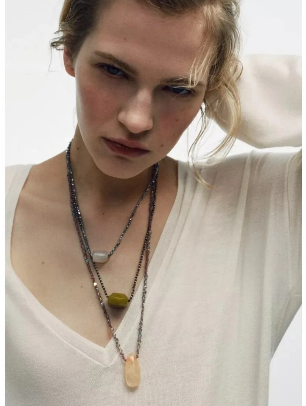 Zara 3 Pack Of Beaded Stone Necklace